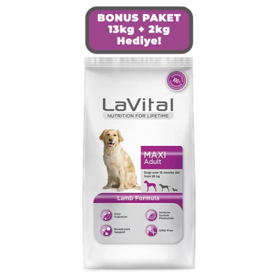 LaVital Kuzulu Büyük Irk Yetişkin Köpek Maması 13kg + 2kg HEDİYE!