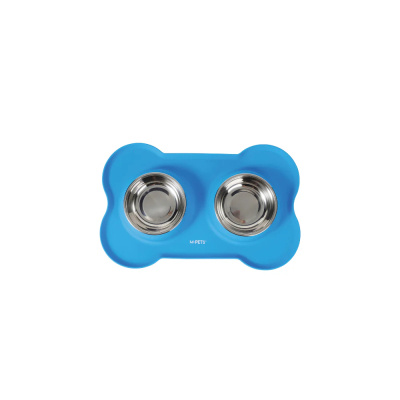 M-Pets Duet Silikon Mat Kedi ve Köpek Mama ve Su Kabı 200ml (Mavi)
