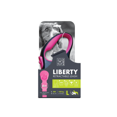 M-Pets Liberty Otomatik Gezdirme Kayışı 8m (Pembe) [L]