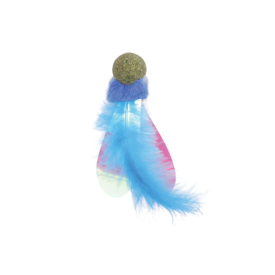 M-Pets Catnipli Tüylü Top Kedi Oyuncağı 13cm (Mavi)