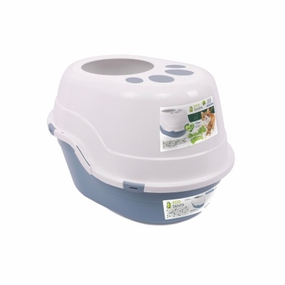 M-Pets Eco Tanta Üstten Girişli Kapalı Kedi Tuvaleti 63x49x42cm (Mavi)