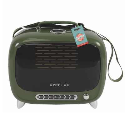 M-Pets Sixties Televizyon Şeklinde Kedi Taşıma Çantası 44,7x26,6x38,4cm (Yeşil)