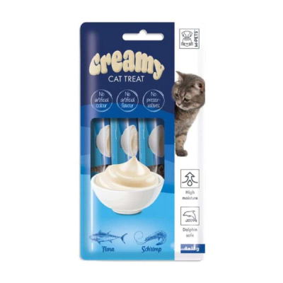 M-Pets Ton Balıklı ve Karidesli Krema Kedi Ödül Maması 15gr (4'lü)