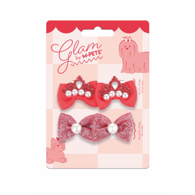 M-Pets Glam Fiyonk Detaylı Kedi ve Köpekler için Toka (4'lü) (Kırmızı)