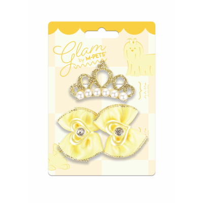 M-Pets Glam Fiyonk Detaylı Kedi ve Köpekler için Toka (Sarı)