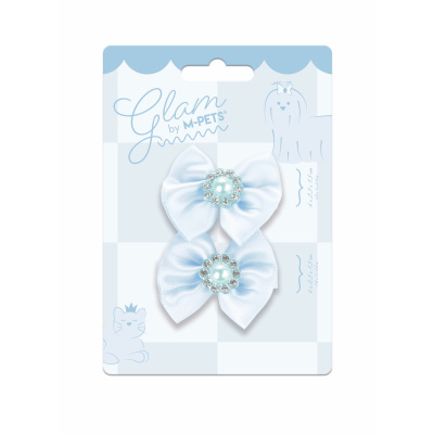 M-Pets Glam Fiyonk Detaylı Kedi ve Köpekler için Toka (Mavi)