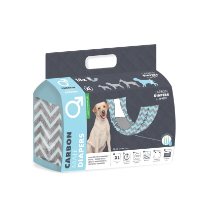 M-Pets Karbonlu Diapers Erkek Köpekler İçin Külot Bez 54-66cm [XL] (18'li)