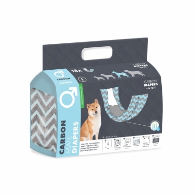 M-Pets Karbonlu Diapers Erkek Köpekler İçin Külot Bez 40-52cm [L] (18'li)