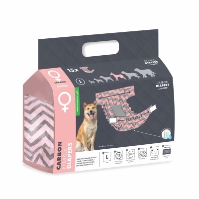 M-Pets Karbonlu Diapers Dişi Köpekler İçin Külot Bez 34-50cm [L] (15'li)