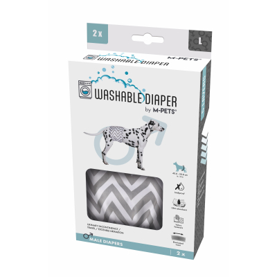 M-Pets Erkek Köpekler İçin Yıkanabilir Külot Bez 40,6x50,8cm (2'li) [L]