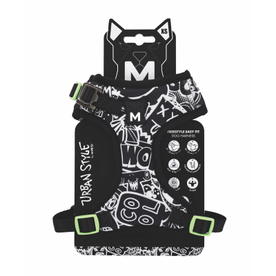 M-Pets Urban Style Easy Fit Köpek Göğüs Tasması 21-41cm (Siyah-Beyaz) [XS]
