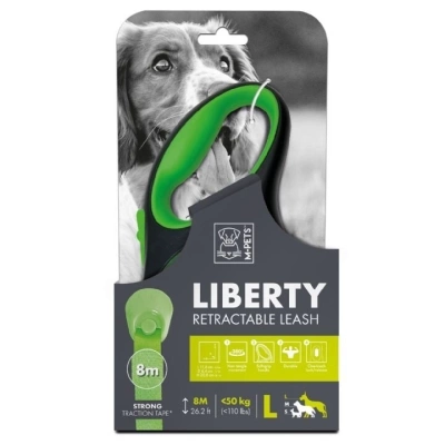 M-Pets Liberty Otomatik Şerit Köpek Gezdirme Kayışı 8m [L] (Yeşil)