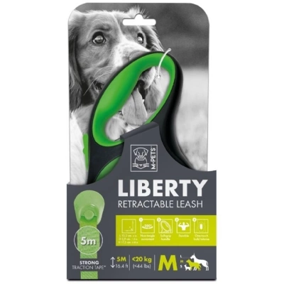 M-Pets Liberty Otomatik Şerit Köpek Gezdirme Kayışı 5m (Yeşil) [M]