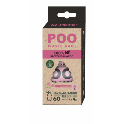 M-Pets Poo Recycled Gül Kokulu Köpek Dışkı Poşeti 22x32cm (4'lü)