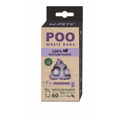 M-Pets Poo Recycled Lavanta Kokulu Dışkı Poşeti 22x32cm (4'lü)