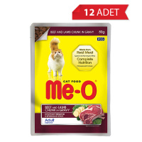 Me-O Dana Etli ve Kuzu Etli Yetişkin Kedi Konservesi 80gr (12 Adet)