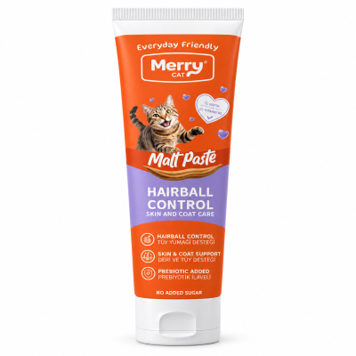 Merry Cat Tüy Yumağı Kontrolü ve Deri Tüy Sağlığı Destekleyici Malt Kedi Macunu 100ml