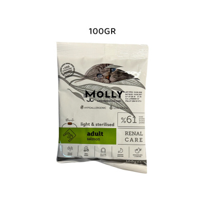 Molly Renal Care Hipoalerjenik Somonlu Düşük Tahıllı Kısırlaştırılmış Tester Kedi Maması 100gr