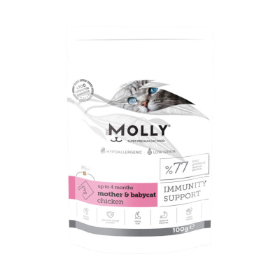 Molly Mother&Babycat Tavuklu Düşük Tahıllı Tester Yavru Kedi Maması 100gr