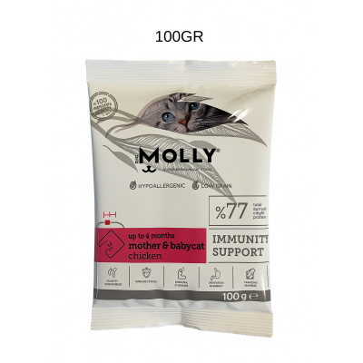 Molly Mother&Babycat Tavuklu Düşük Tahıllı Tester Yavru Kedi Maması 100gr