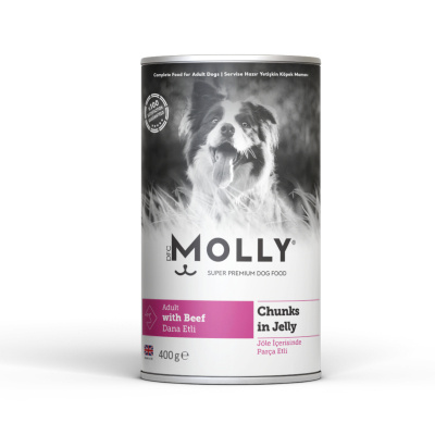 Molly Jöle İçinde Parça Dana Etli Yetişkin Köpek Konservesi 400gr