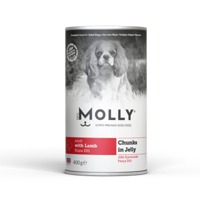 Molly Jöle İçinde Parça Kuzu Etli Yetişkin Köpek Konservesi 400gr