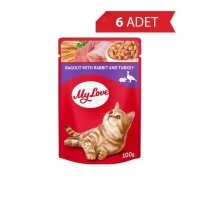 My Love Tavşanlı ve Hindi Etli Yahni Yetişkin Kedi Konservesi 100gr (6 Adet)