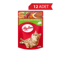 My Love Jöle İçinde Dana Etli ve Sebzeli Yetişkin Kedi Konservesi 100gr (12 Adet)