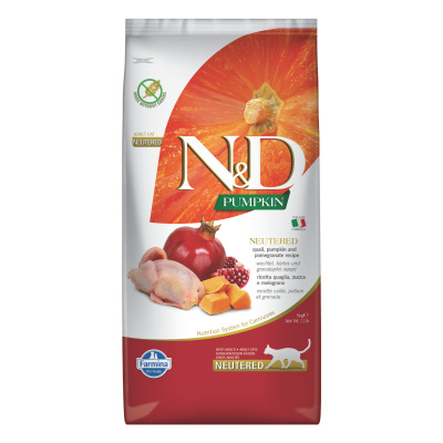 N&D Pumpkin Bıldırcın Etli Bal Kabaklı ve Narlı Tahılsız Kısırlaştırılmış Kedi Maması 5kg