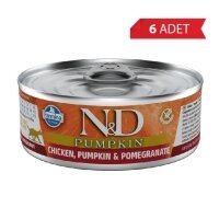 N&D Pumpkin Balkabaklı Tavuklu ve Narlı Tahılsız Yetişkin Kedi Konservesi 70gr (6 Adet)