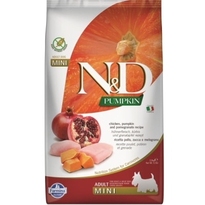 N&D Pumpkin Bal Kabaklı Tavuklu ve Narlı Küçük Irk Tahılsız Yetişkin Köpek Maması 2,5kg