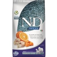 N&D Ocean Bal Kabaklı Balıklı ve Portakallı Orta ve Büyük Irk Tahılsız Yetişkin Köpek Maması 2,5kg