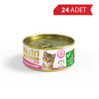 Nutri Feline Kıyılmış Tavuk Etli ve Ton Balıklı Tahılsız Yavru Kedi Konservesi 85gr (24 Adet)