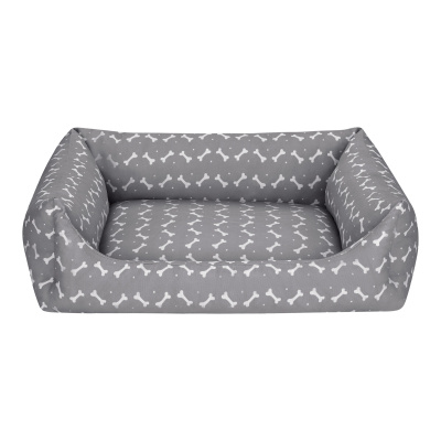 Pet Comfort Uniform Kemik Desenli Köpek Yatağı 70x60cm (Gri) [L]
