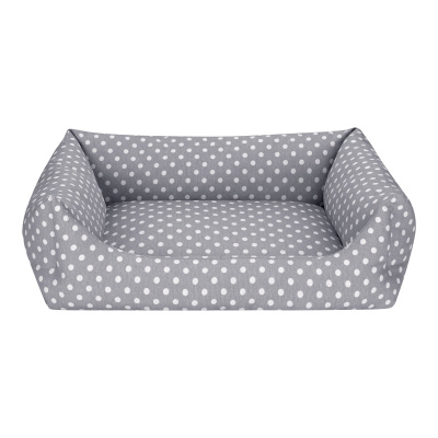 Pet Comfort Uniform Puantiyeli Köpek Yatağı 70x60cm (Gri) [L]