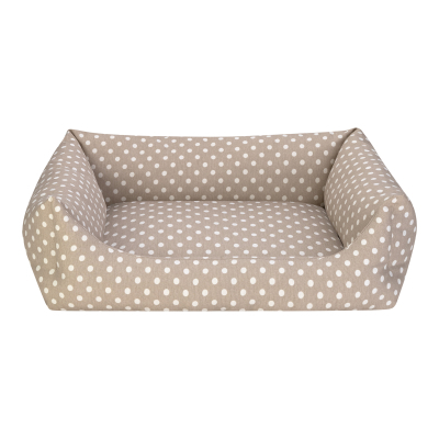 Pet Comfort Uniform Puantiyeli Köpek Yatağı 70x60cm (Bej) [L]