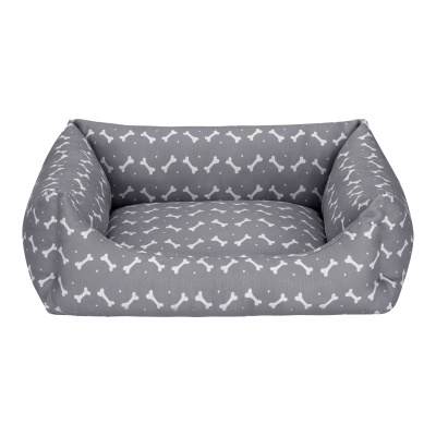 Pet Comfort Uniform Kemik Desenli Kedi ve Köpek Yatağı 60x50cm (Gri) [M]