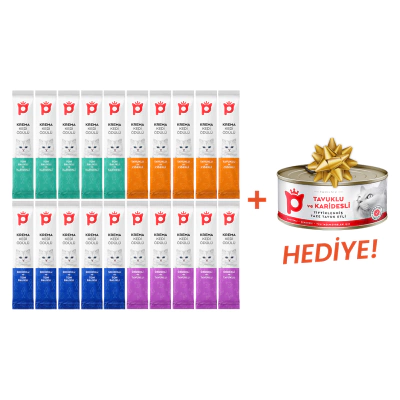Petlebi Karışık Çeşitli Krema Kedi Ödül Maması 14gr (20 Adet)+Konserve HEDİYE!