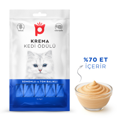 Petlebi Somonlu ve Ton Balıklı Krema Kedi Ödül Maması 14gr (5'li)
