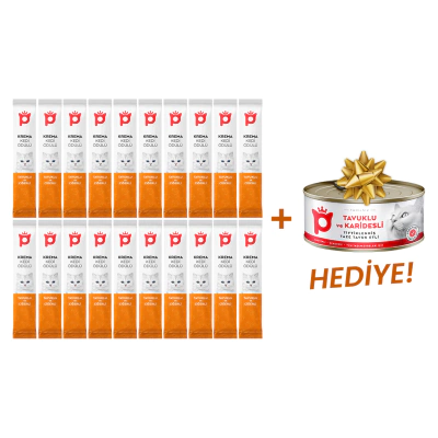 Petlebi Tavuklu ve Ciğerli Krema Kedi Ödül Maması 14gr (20 Adet)+Konserve HEDİYE!