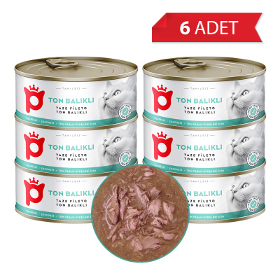 Petlebi Sos İçinde Fileto Taze Ton Balıklı Kedi Konservesi 70gr (6 Adet)