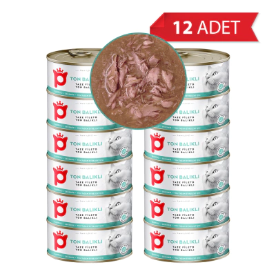 Petlebi Sos İçinde Fileto Taze Ton Balıklı Kedi Konservesi 70gr (12 Adet)