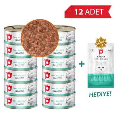 Petlebi Sos İçinde Fileto Taze Ton Balıklı Kedi Konservesi 70gr (12 Adet)