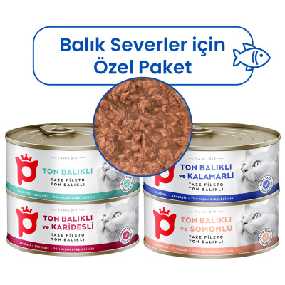 Petlebi Sos İçinde Fileto Etli Özel Balık Serisi Karışık Çeşitli Kedi Konservesi 70gr (4 Adet)