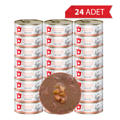 Petlebi Sos İçinde Fileto Taze Ton Balıklı ve Somonlu Kedi Konservesi 70gr (24 Adet)
