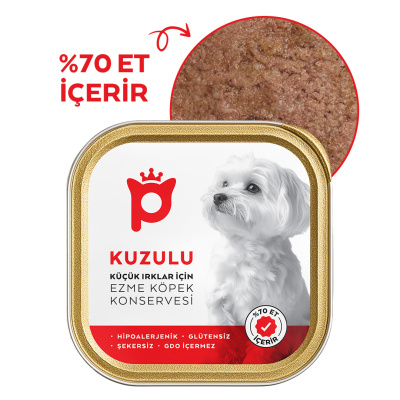 Petlebi Kuzulu Küçük Irklar İçin Ezme Köpek Konservesi 100gr