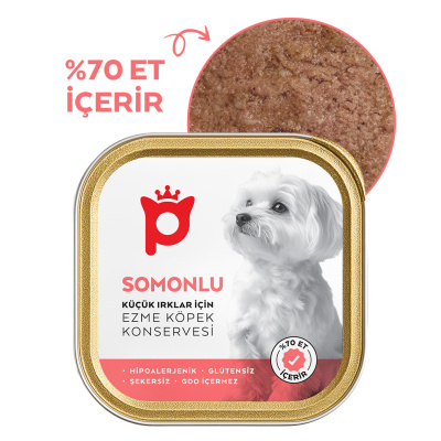 Petlebi Somonlu Küçük Irklar İçin Ezme Köpek Konservesi 100gr