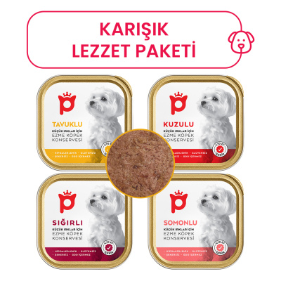 Petlebi Küçük Irklar İçin Karışık Çeşitli Ezme Köpek Konservesi 100gr (4 Adet)