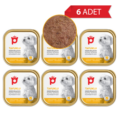 Petlebi Tavuklu Küçük Irklar İçin Ezme Köpek Konservesi 100gr (6 Adet)