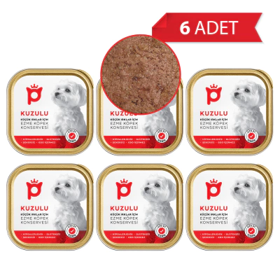 Petlebi Kuzulu Küçük Irklar İçin Ezme Köpek Konservesi 100gr (6 Adet)